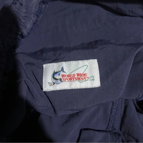 World Wide Sportsman Mens Convertible PANTS Fishing Zip Off Shorts Navy M - Picture 8 of 13